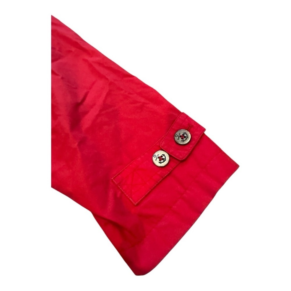 Vintage London Fog Red Women’s Rain Jacket Size XL Zip Up Navy Lined Canvas Coat - Picture 9 of 11